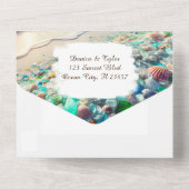 Oceaan en Zee Glazen Bruiloft All In One Uitnodiging (Achterkant)