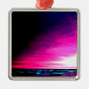 Oceaan en zonsondergang, kleurrijk en vreedzaam metalen ornament