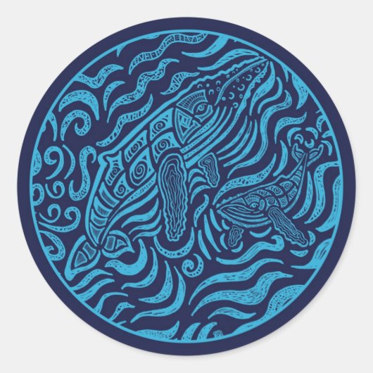 Oceaan familie bultrug walvissen Sticker (Voorkant)