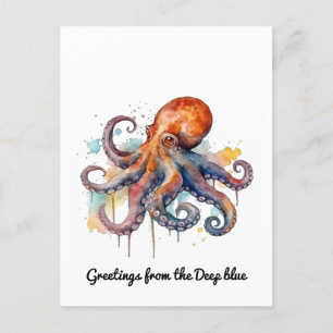 Oceaan Fantasie: Kleurrijke Octopus Feestdagenkaart