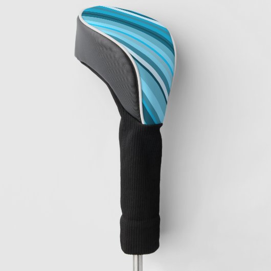 Oceaan-geïnspireerde Blauw/Blauwgroen/Strepen Aqua Golfheadcover (Schuin)