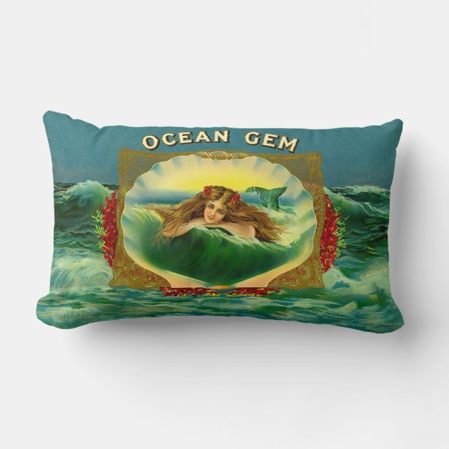 Oceaan Gem zeemeermin sigarenlabel print Kussen (Voorkant)