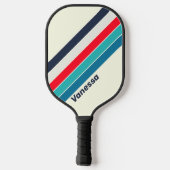 Oceaan Gestreept met Naam Pickleball Paddle (Achterkant)