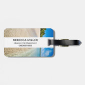 Oceaan getijde op een tropisch strand bagagelabel (Achterkant horizontaal)