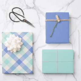 Oceaan Gingham Inpakpapier Vel