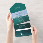 Oceaan Golf Diepzee Groen Huwelijk All In One Uitnodiging (Afscheurbaar)