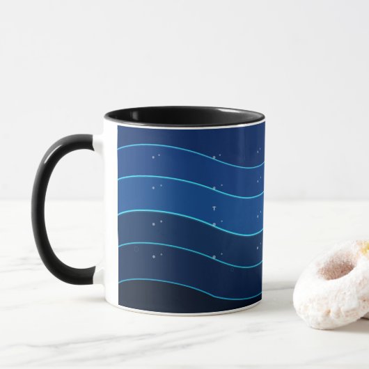 Oceaan Golf Koffiemok | Diepe Blauwe Zeegolven Mok (Met donut)
