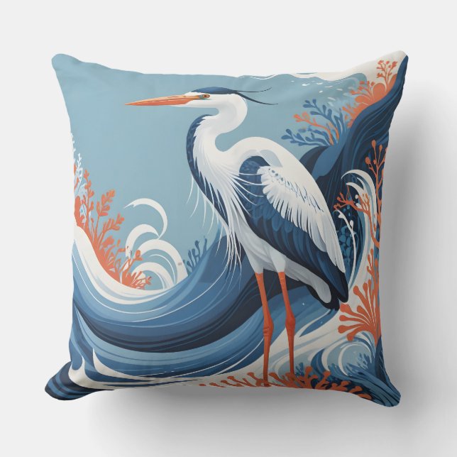 oceaan golf reiger buitenkussen (Voorkant)