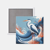 oceaan golf reiger magneet (Voorkant / Achterkant)