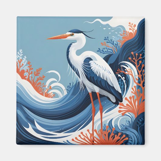 oceaan golf reiger magneet (Voorkant)