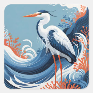 oceaan golf reiger sticker