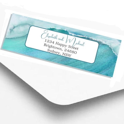 Oceaan Golf Scene Blauw Modern Chic Etiket