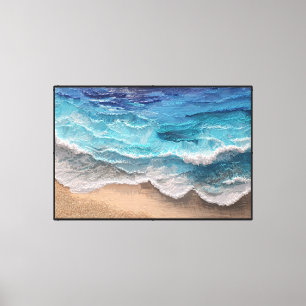 Oceaan Golf Strand Schilderij – Abstracte Wandkuns Canvas Afdruk