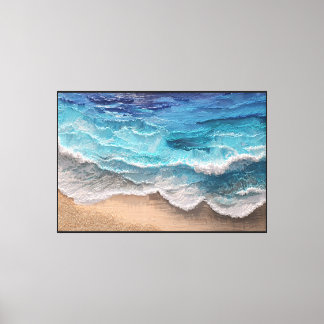 Oceaan Golf Strand Schilderij – Abstracte Wandkuns Canvas Afdruk