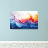 Oceaan Golf Vloeibare Kunst Zonsondergang Gloed Ab Canvas Afdruk (Insitu (Houten vloer))