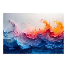 Oceaan Golf Vloeibare Kunst Zonsondergang Gloed Ab