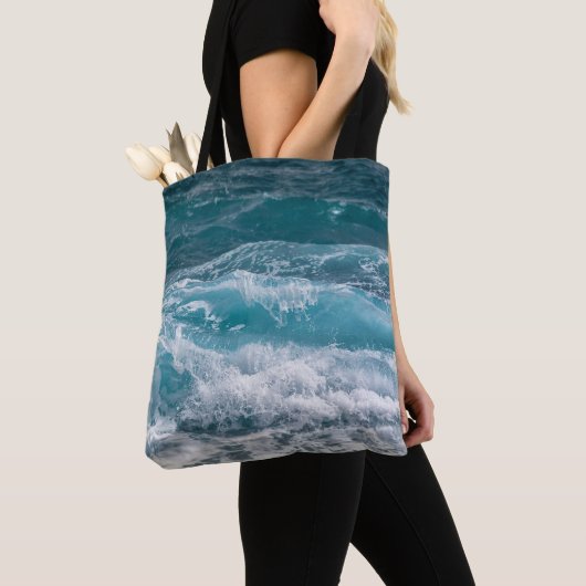 Oceaan Golfpatroon Mode Strandtas Tote Bag (Dichtbij)