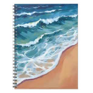 Oceaan golven Blauw Aquarel Kust Notitieboek