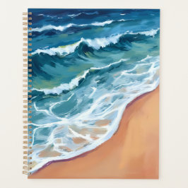 Oceaan golven Blauw Aquarel Kust Planner