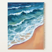 Oceaan golven Blauw Aquarel Kust Planner (Achterkant)
