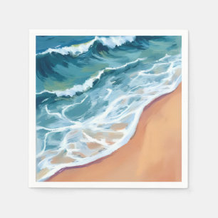 Oceaan golven Blauw Aquarel Kust Servet