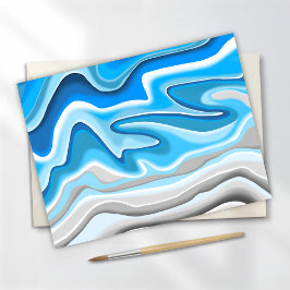 Oceaan golven | Blauwe Abstracte Schilderij Briefkaart
