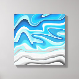 Oceaan golven | Blauwe Abstracte Schilderij Canvas Afdruk