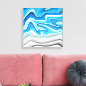 Oceaan golven | Blauwe Abstracte Schilderij Canvas Afdruk (Insitu (Woonkamer))