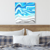 Oceaan golven | Blauwe Abstracte Schilderij Canvas Afdruk (Insitu (Slaapkamer))