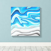 Oceaan golven | Blauwe Abstracte Schilderij Canvas Afdruk (Insitu (Houten vloer))