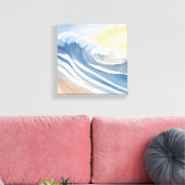 Oceaan golven | Blauwe aquarel Canvas Afdruk (Insitu (Woonkamer))