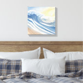 Oceaan golven | Blauwe aquarel Canvas Afdruk (Insitu (Slaapkamer))