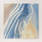 Oceaan golven | Blauwe aquarel Legpuzzel (Horizontaal)