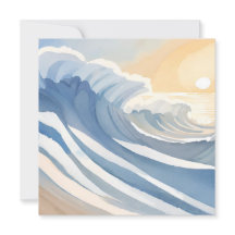Oceaan golven | Blauwe aquarel strand