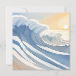 Oceaan golven | Blauwe aquarel strand Kaart