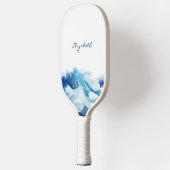 Oceaan golven blauwe naam script pickleball paddle (Links)