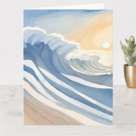 Oceaan golven | Blauwe waterverf Kaart