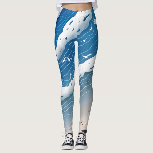 Oceaan Golven Dames Leggings (Voorkant)