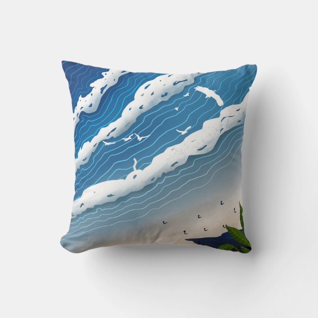 Oceaan golven gooi kussen 🌊 Kust blauwe kussen (Voorkant)