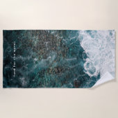 Oceaan golven in donker teal, aanpasbaar strandlaken (Voorkant)