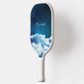 Oceaan golven marineblauwe naam script pickleball paddle (Links)