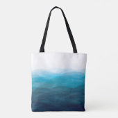 Oceaan golven strand waterverf tas, turquoise tote bag (Achterkant)