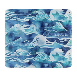 Oceaan golven | Teal Waterverf Aqua Blauwe Snijplank