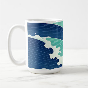 Oceaan golven turkooisblauw Japanse stijl Koffiemok