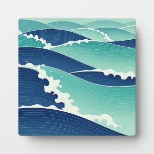 Oceaan golven turquoise blauwe Japanse stijl Fotoplaat