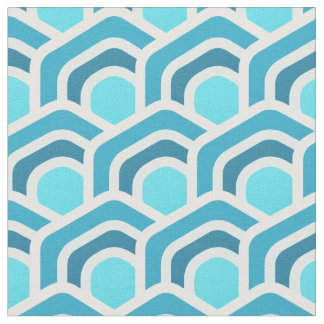 Oceaan golven - Turquoise Geometrisch Zeshoekig Pa Stof