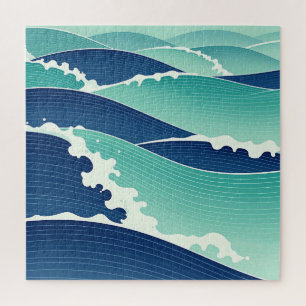 Oceaan golven turquoise Japanse stijl Legpuzzel