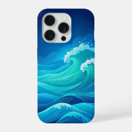 Oceaan Golven Turquoise Marineblauw Zee Kunst iPhone 15 Pro Case