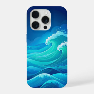 Oceaan Golven Turquoise Marineblauw Zee Kunst iPhone 15 Pro Case