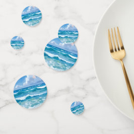 Oceaan golven waterverf strand blauw kust- confetti